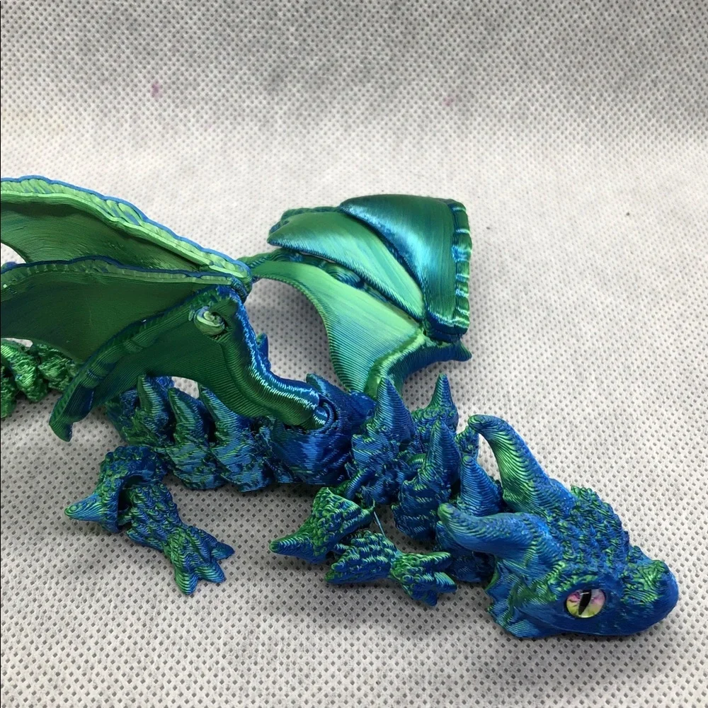 3D print Blue-Green Dragon Reptile Figurine for Terrariums